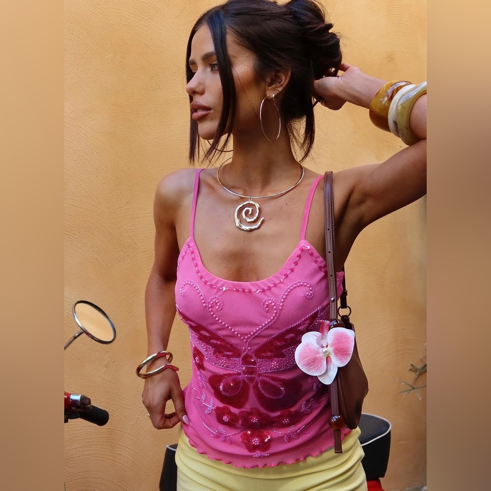 Princess Polly Hot Pink Sequin Top